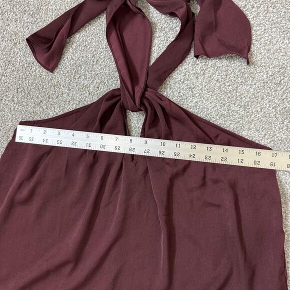 Banana Republic Top Womens Medium Pinot Noir Burgundy Halter Tie Neck Bow Back - Picture 14 of 14